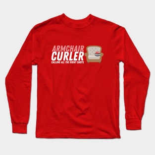 Curling - Armchair Curler - White Text Long Sleeve T-Shirt